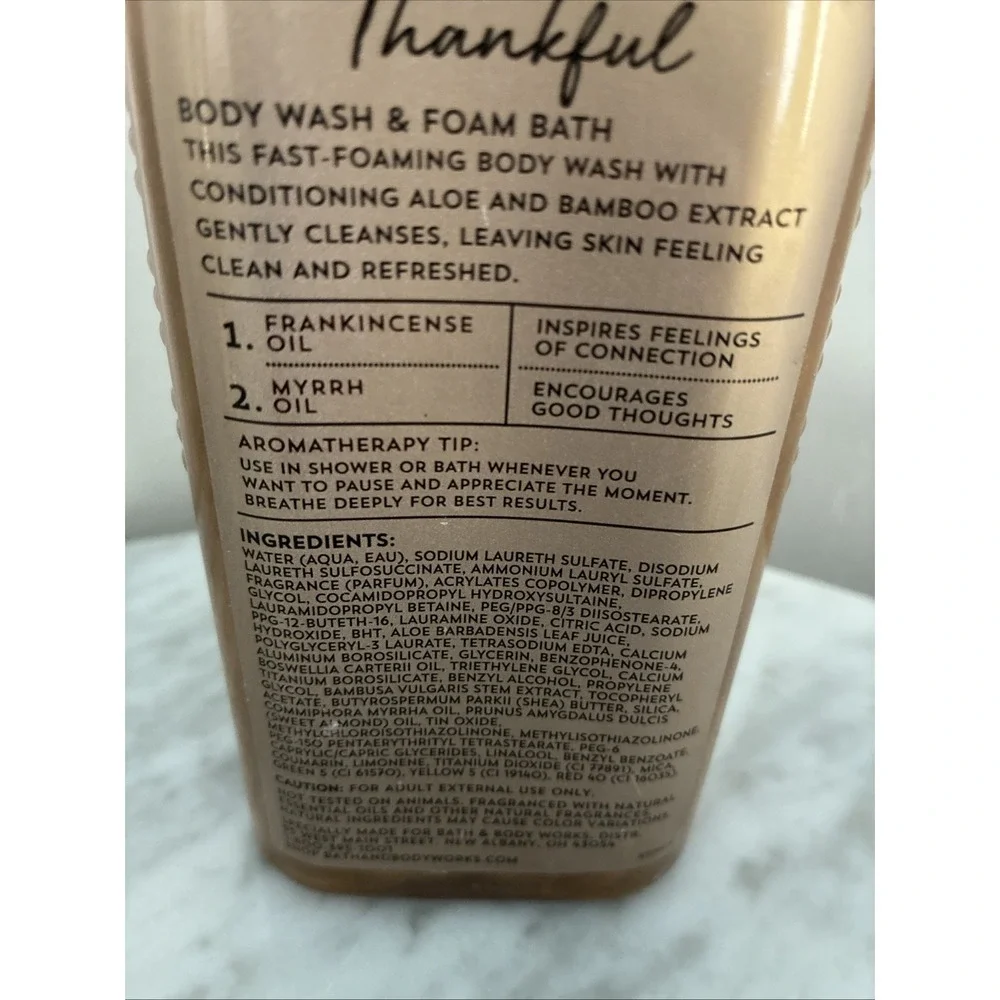 Bath & Body Works Aromatherapy Thankful Body Wash 10 oz Frankincense Myrrh
